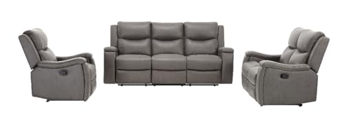 mymai Sofagarnitur, Polstergarnitur 3tlg, Grau Kunstleder, Sofa Mit Relaxfunktion, Couchgarnitur, Wohnzimmer Sofa, Couch, Sofa Set für Wohnzimmer – Bild 7