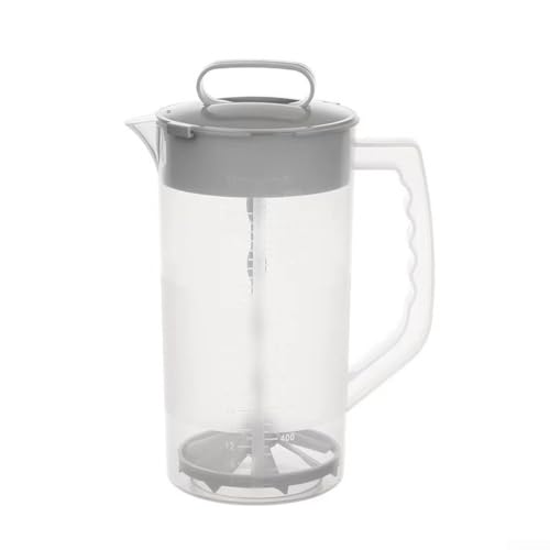 Jarra mezcladora de jugo de plástico PP con colador, capacidad de 2000 ml, resistente al calor hasta 100 °C, diseño de doble apertura para un vertido suave, mango ergonómico