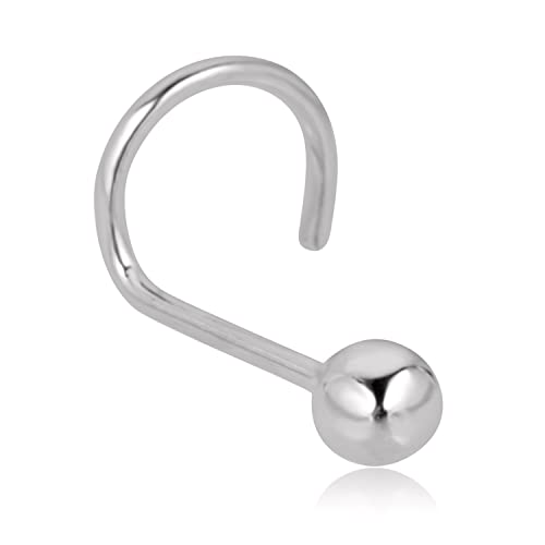 AVORA 14K White Gold Ball Nose Ring