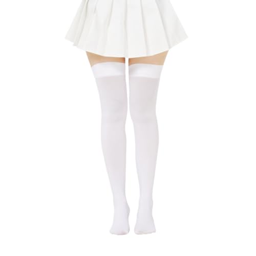 CWB&ADB Non-Slip White Opaque Knee High Stockings 24.8in 120 Denier (US Alpha One Size Regular Tall white)