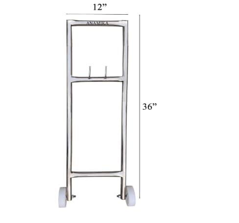 Image of ANAMIKA Heavy Duty LPG Gas Trolley with Wheels & Dual Hooks | Easy Grip Handle for Effortless Gas Movement | Strong Metal Stand for Home Kitchen | Durable Gas Carrier Trolley (Silver)