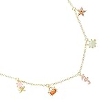 Gatuida Cadena de Cuello para Mujer Colgantes de Criaturas Marinas, Collar Clavícula de Latón Chapado en Oro Circonitas Coloridas, Gargantilla Fina para Playa y Fiestas, Joyería Delicada