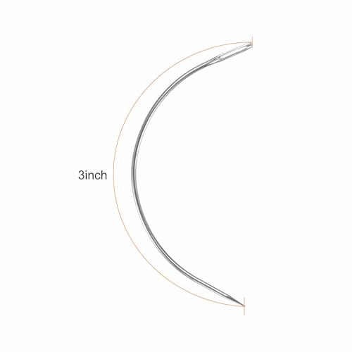 Image of HARFINGTON 50Pcs Curved Needles 3 inch C Type Weaving Sewing Needles Wig Making Upholstery Big Eye for Carpet Leather Canvas Repairing Blocking Knitting