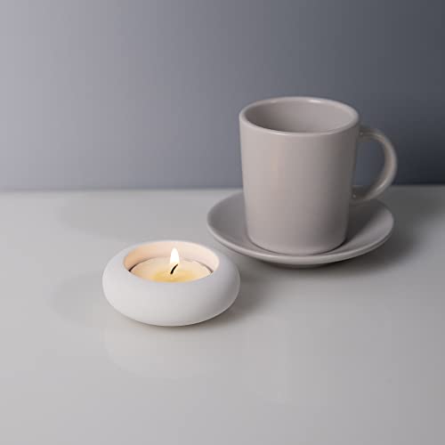 Icnbuys Handmade Decorative Pebble Tealight Candle Holder - Handcrafted Home Decor Accent For Calming Earthy Aesthetic White Cement #TOP1