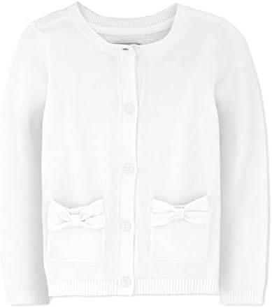 The Children's Place baby girls And Toddler Bow Pocket Cardigan Sweater, White, 4T US