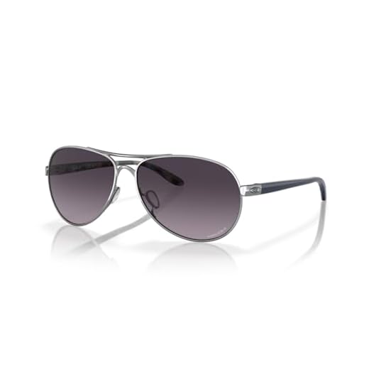 Oakley Women's OO4079 Feedback Pilot Sunglasses, Polished Chrome/Prizm Grey Gradient, 59 mm
