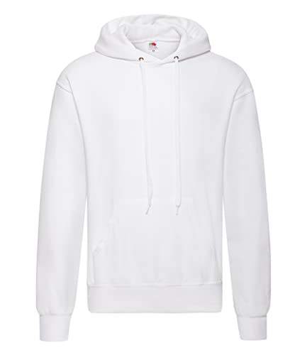Fruit of the Loom Men's Pull-over Lightweight Hooded Sweat, White, Small
