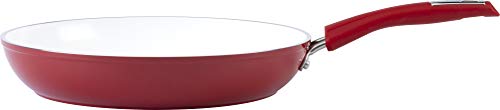 Bialetti Aeternum Nonstick White Ceramic Cookware, 12" Saute Pan, Red & White