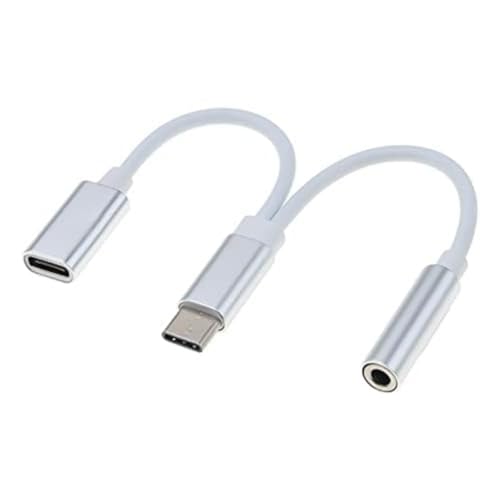 PremiumCord Adaptateur USB-C vers 3,5 mm + USB Type C Femelle pour recharger USB 3.1 Type C mâle vers Jack AUX Audio