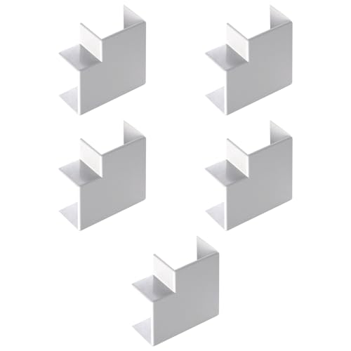 confezione da 5, Angolo piano per minicanalina 20x10mm, bianco, in PVC, tecnopolimero ad alta resistenza, mini canaline, canale per cavi elettrici