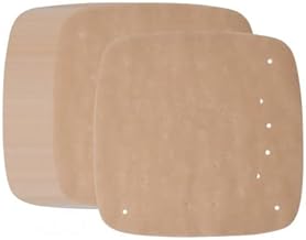 Dokpav 100PCS Square Perforated Baking Paper, Disposable Parchment Paper Sheets, Rounded Corners Oil-Proof Non-Stick Baking Paper, 9 Inch Filter Paper for Air Fryers Steaming Basket Baking Oven(Khaki)