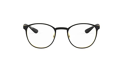 Ray-Ban RX6355 Round Prescription Eyeglass Frames, Matte Black On Arista/Demo Lens, 50 mm