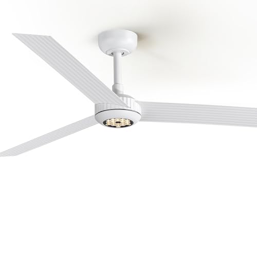Image of TALOYA 52 inch Ceiling Fans with Lights,Metal Body Fan,White Finish,Dimmable, Noiseless, Reversible DC Motor,Remote Control