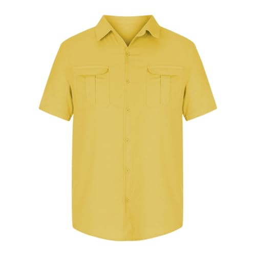 Generisch 2026 Men's Shirt Comfortable Breathable Formal Slim Fit Long Sleeve Button Down Shirt for Business Wear, yellow, L