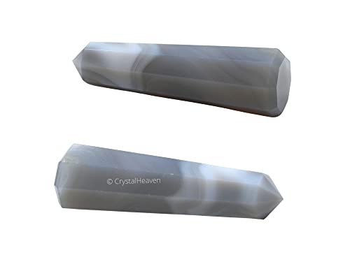 Image of Crystal Heaven Grey Agate Crystal Tower Obelisk Point For Chakra, Healing And Balancing - Aaa Grade Original Certified Gemstone Agate For Reiki Meditation Yoga Spiritual (3-4 Inches)