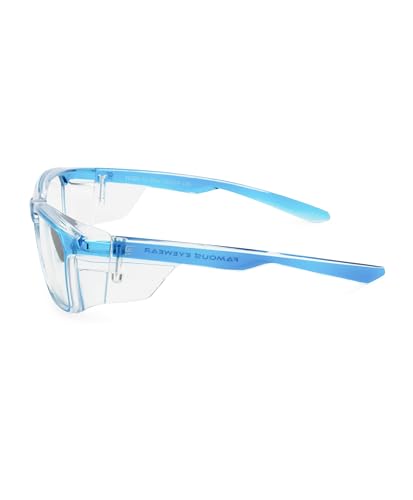Image of FAMOUS Prescription safety eyeglass frames for men and women polycarbonate material with zero power lens clear side shield