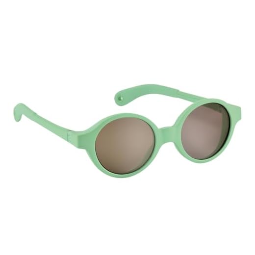 BÉABA, Gafas de Sol para Bebé 9-24 Meses, Protección 100% UV - CAT 3, Protección Lateral, Confort Óptimo, Patillas Ajustables 360°, Adaptables a la Vista, Colección Joy Verde neón