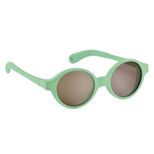 BÉABA, Gafas de Sol para Bebé 9-24 Meses, Protección 100% UV - CAT 3, Protección Lateral, Confort Óptimo, Patillas Ajustables 360°, Adaptables a la Vista, Colección Joy Verde neón