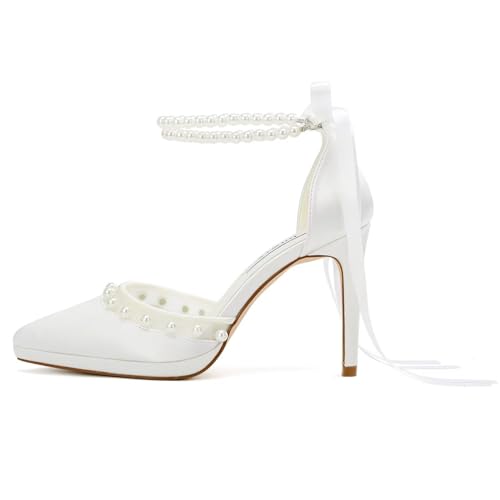 Wedding Shoes for Bride High Heel Bridal Shoes Pearl Heels Closed Toe Wedding Heels3