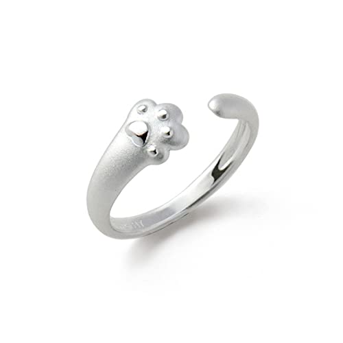 Cute Kitty Ring - Adjustable Open Paw Animal Finger Ring - Lovely Kitten Pet Gift Jewelry for Cat Lovers