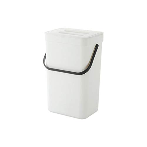 ASumPio Botes De Basura para Colgar, Pequeños Botes De Basura con Tapa Debajo del Fregadero para La Cocina, Contenedor De Basura para El Hogar, Contenedor De Abono De Cocina Par,White-12L/3.1 Gallon