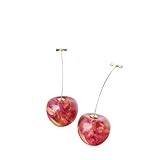 1 par de Pendientes Bonitos de Frutas de Verano, Pendientes Largos Colgantes Largos de Flores secas de Cereza Elegantes de Japón, Regalos de joyería para Fiestas Professional Process
