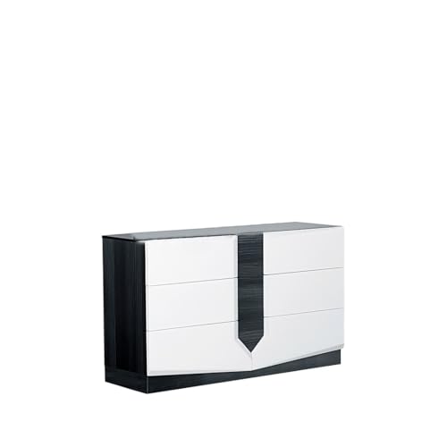 Global Furniture Hudson Black Dresser, White - Grey