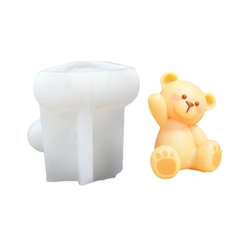 Beimus Stampo in silicone 3D a forma di orsetto per candele fai da te per decorazioni nuziali in resina epossidica fatta a mano