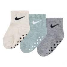 Nike Kids' Toddler Ankle Gripper Socks (3 Pairs) (US, Age, 6 Months, 12 Months, Tan/Grey/Teal)