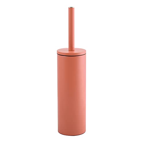 Spirella, Escobillero con Soporte de Acero, Modelo Akira, Cabezal Intercambiable y Bote de Acero Macizo, con Recipiente higiénico, escobillero Cerrado, de pie, Terracota, Rojo