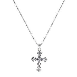 Cross Necklace for Man Gothic Dark Style Necklace Irregular Y2k Hip-Hop Necklace Titanium Steel Long Necklace Men’s Necklace Jewelry Women’s Necklace Silver Necklace