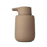 blomus Zeepdispenser -SONO- 250 ml keramiek | handzeepdispenser in bruin | Ø8 x 14H cm | kleur tan | vloeibare zeepdispenser met pompkop