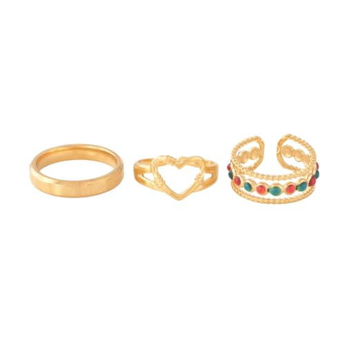 Image of PALMONAS Heart Enamel Ring Set for Women - Gift for Girls & Women | Waterproof & Anti Tarnish Rings