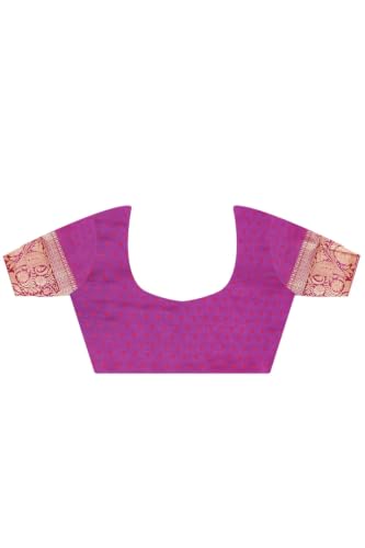 Image of SWORNOF Women's Silk Kanjivaram Kanchipuram Saree With Blouse Piece