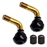 Universal Fit 90 Degree Angled Valve Stems (Set of 2) Bent Rubber Stem Base for Motorcycle ATV Quad Scooter Dirt Bike Tubeless Tire Rim