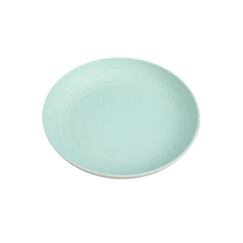 OGXN麦わら皿、プラスチック皿、ディナープレート、軽量設計、食洗機対応、電子レンジ対応、割れにくい、ケーキ皿、サラダ皿、家庭用、子供用 (25cm,ノルディックグリーン)