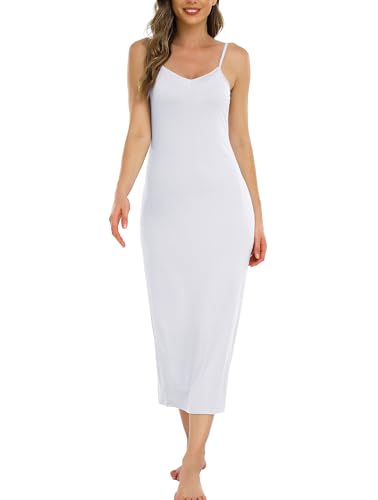 Image of Vlazom Women Full Slips Sexy Soft Slip Dress for Under Dress Spaghetti Strap Cami Slip Chemises V Neck Negligee S-3XL
