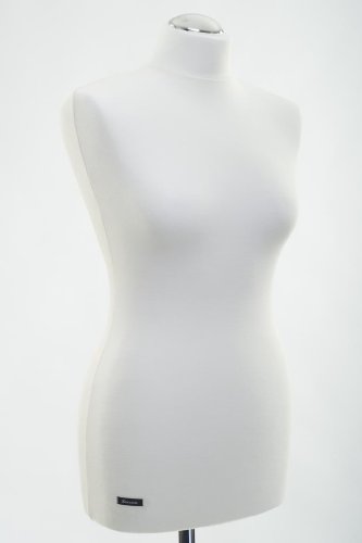 Busto textil Luccesi blanco crema con base trípode cromada para alta costura y moda 3