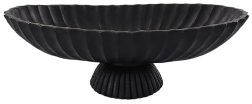ARTRHYT 14.5" Large Decorative Long Bowl - Black Fluted Scalloped
