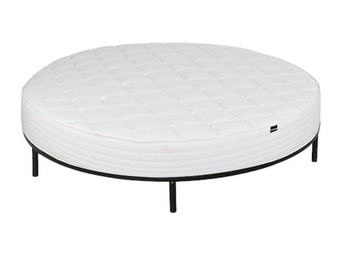 Vente-unique - Ensemble 220 x 220 cm sommier + Matelas Rond ép.25cm - Roma de YSMÉE