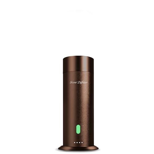 Waterless Scent Diffuser Starter Kit - 500 Sq Ft Coverage, Hotel Scent Diffuser, Essential Oil Diffuser Large Room, Included 5 Scent Oils, Remote Control, Dark Brown, 7In