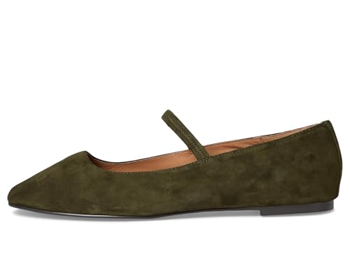 Madewell Women's Greta Elastic Mary Jane-Suede Flat, Loden, 10.54