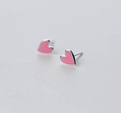 Boucles d'oreilles d'amour S925 en argent et cœur rose précieux