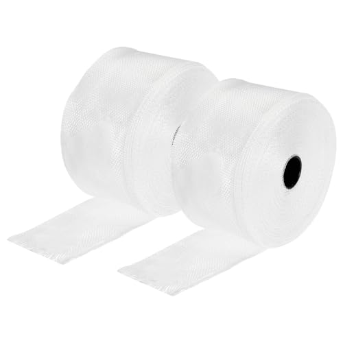 Image of MECCANIXITY 2pcs Fiberglass Cloth Tape 30m(33 Yard) x50mmx0.15mm C Glass Fiber Fiberglass Mesh Glass Fiber Mesh Woven Fiberglass Fabrics Insulation Tape for Reinforcement Repair