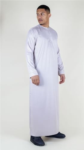 Men's Thobe Jubba Islamic Clothing Muslim Kaftan Emirati Omani Satin Robe