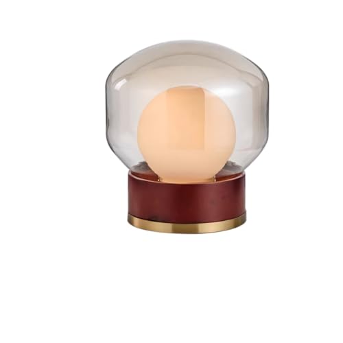 Glass Globe Table Lamp with Marble Base and Brass Accent
