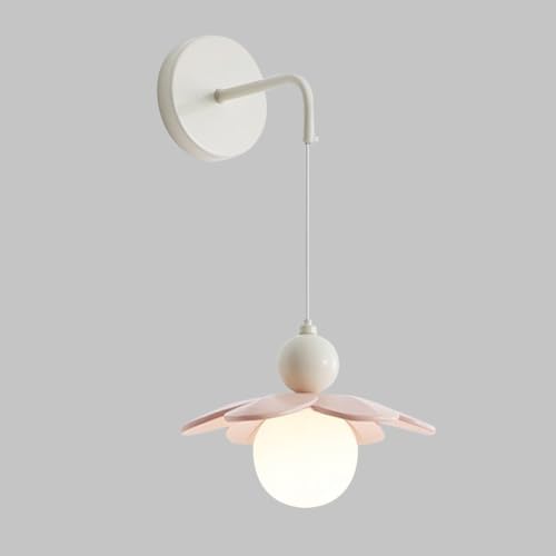 Aplique de Pared Blanco de 1 luz, lámpara de Metal con Forma de Flor y Pantalla de Bola de Cristal, lámparas Modernas para tocador, iluminación Decorativa para mesita de Noche, Apliques de Estilo