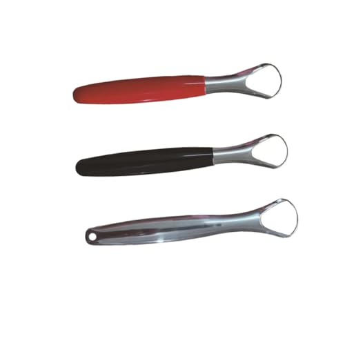 GOOHOCHY 3pcs Tongue Scraper Brush Stainless Steel Oral Cleaning Tool Bad Breath