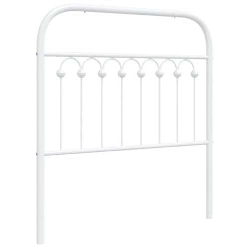 vidaXL Testiera in Metallo Bianco 90 cm, testiera letto, testata letto, testata in metallo, testata, testiera in metallo, testiera alta