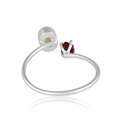 Miniatura 4 de Raw Ruby Ethiopian Opal 925 Sterling Silver Handmade Anniversary Promise Ring Statement Rough Gemstone Jewelry Gift For Her (8)